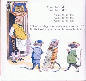 Trois souris audacieuses, trois souris audacieuses, viennent à une auberge - Walton Corbould